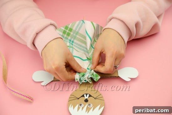 Making the bunny's dress