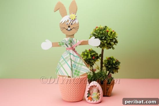 Hoppy Cardboard Easter Bunny Creation 21 Completed cardboard Easter bunny decoration