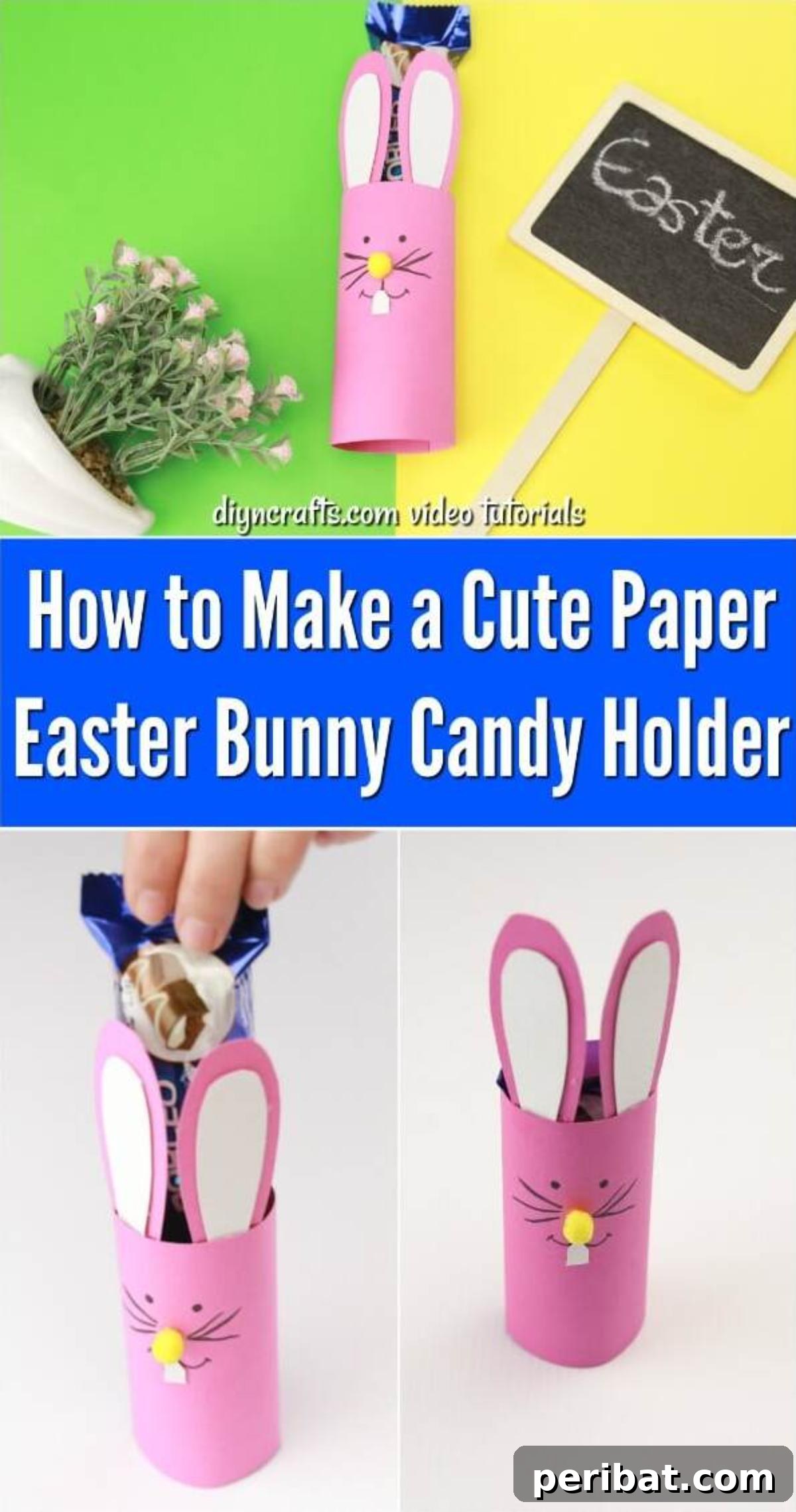 DIY Cute Paper Easter Bunny Candy Holder 2 Cute Paper Easter Bunny Candy Holder completed with sweets inside