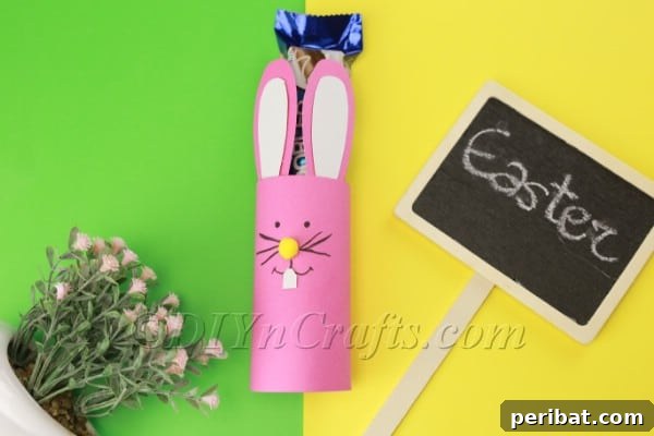 Finished Easter Bunny Candy Holder with various treats