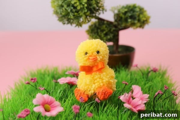Step-by-step guide to making a pom-pom Easter chick