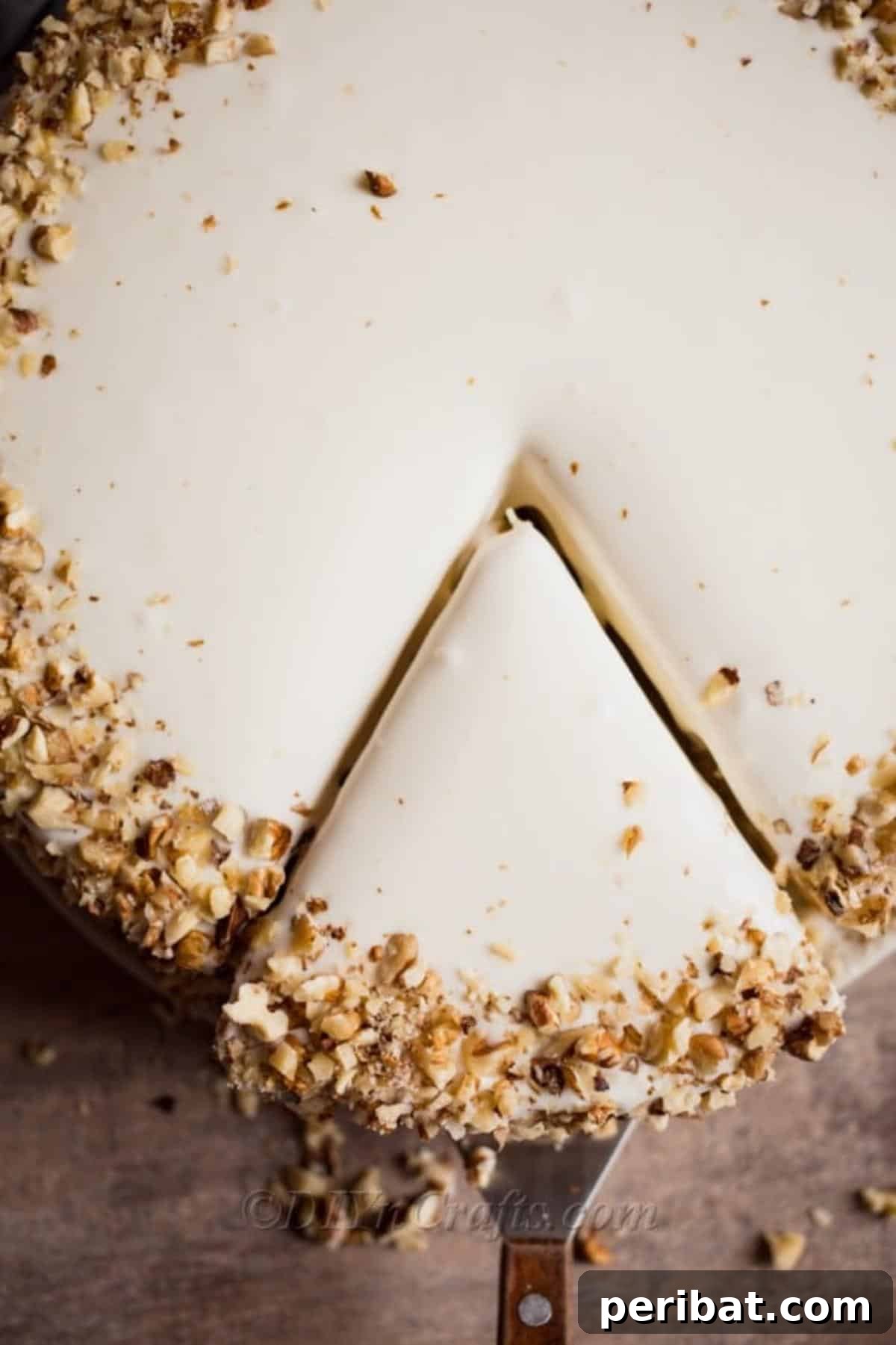 Deliciously moist coconut cake with cream cheese frosting ready to serve