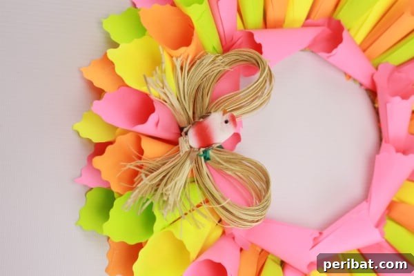Transform Sticky Notes into a Vibrant Easter Wreath 17 Finished Easter sticky notes wreath - Angled view