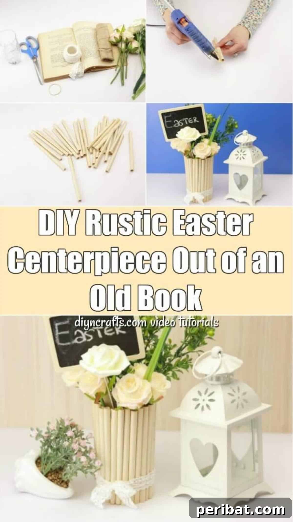 Rustic Easter Centerpiece: An Old Book's New Chapter 2 DIY Rustic Easter Centerpiece Made Out of an Old Book
