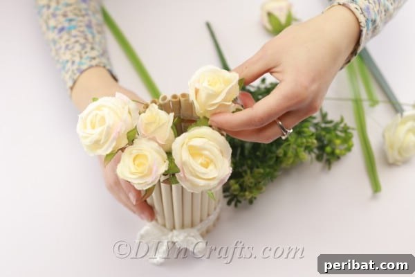 Rustic Easter Centerpiece: An Old Book's New Chapter 14 Add flowers and water to your beautiful vase.
