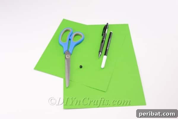 Materials used for the paper bunny project.