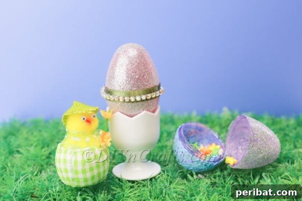 Transform Your Plastic Eggs: Easter Decor DIY 15 Finished decorated plastic Easter eggs.