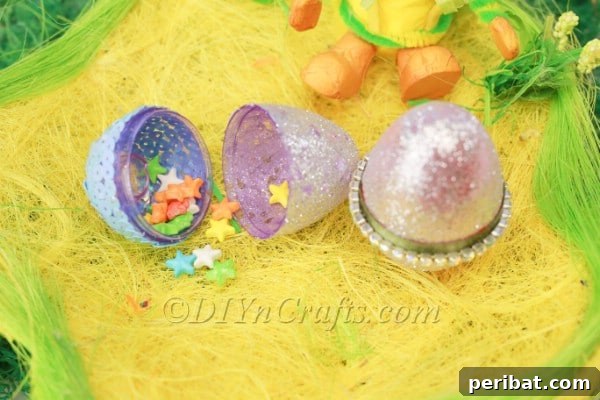 Transform Your Plastic Eggs: Easter Decor DIY 16 Finished decorated plastic Easter eggs.