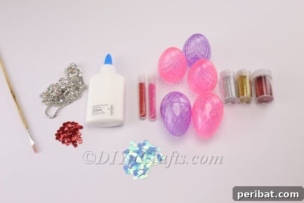 Transform Your Plastic Eggs: Easter Decor DIY 4 Plastic decor eggs project materials.