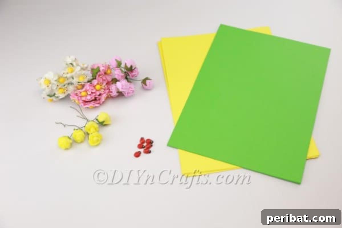 Craft an Adorable Bunny Easter Wreath 3 Materials used for crafting the paper bunny wreath, including shredded paper, flowers, and ribbon.