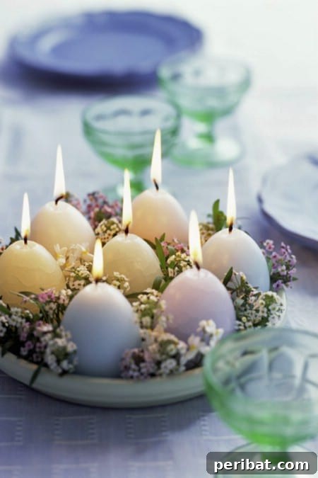 Craft Your Own Easter Table Decor: Inspiring Centerpiece Ideas 16 Egg Candles Easter Centerpiece