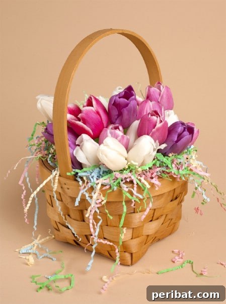 Craft Your Own Easter Table Decor: Inspiring Centerpiece Ideas 20 Basket of Tulips Easter Centerpiece