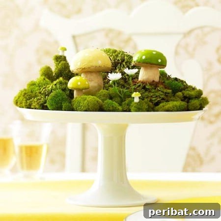 Craft Your Own Easter Table Decor: Inspiring Centerpiece Ideas 33 Green Mushroom Centerpiece for Easter