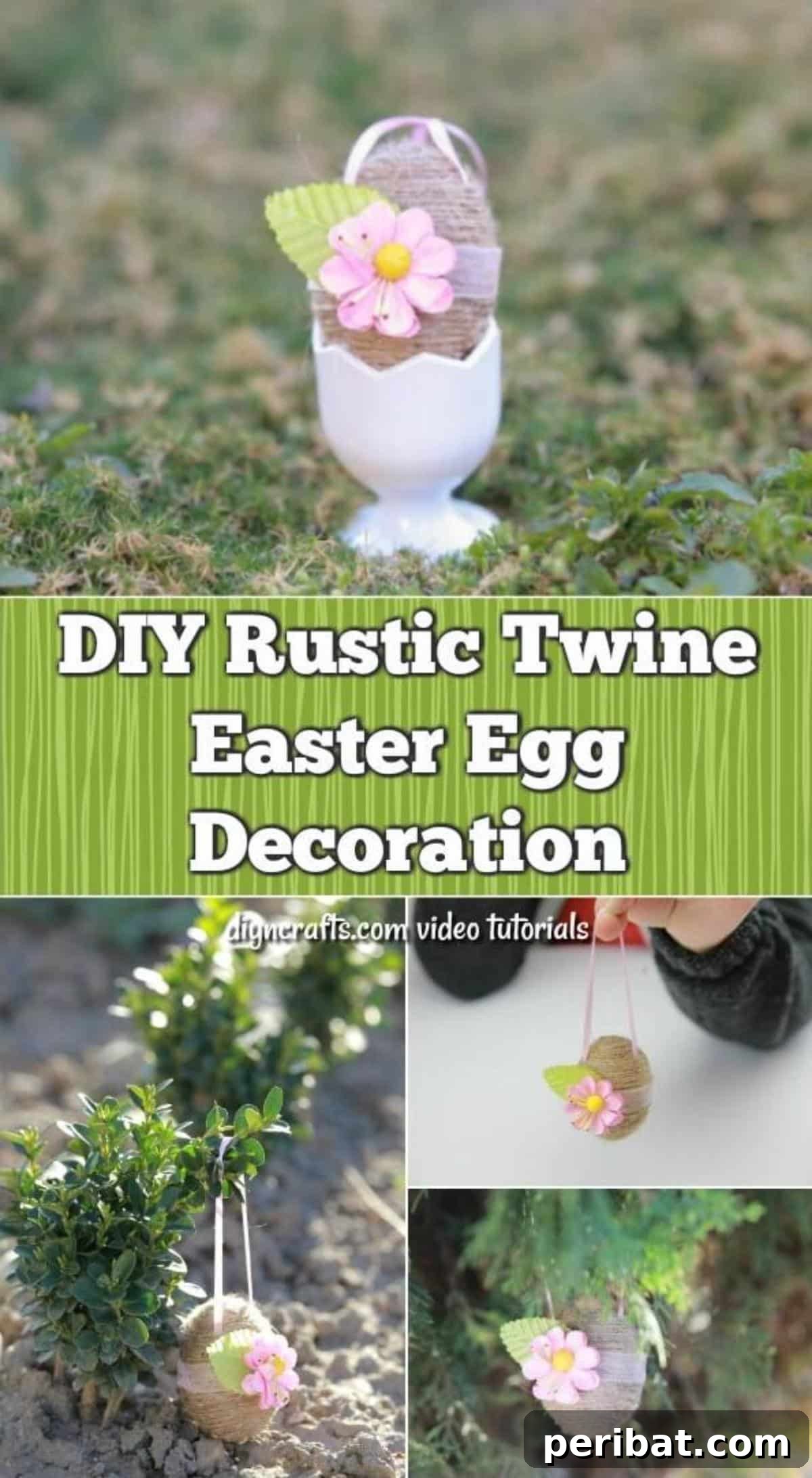 Farmhouse Style Twine Easter Eggs 2 DIY Rustic Twine Easter Egg Decoration