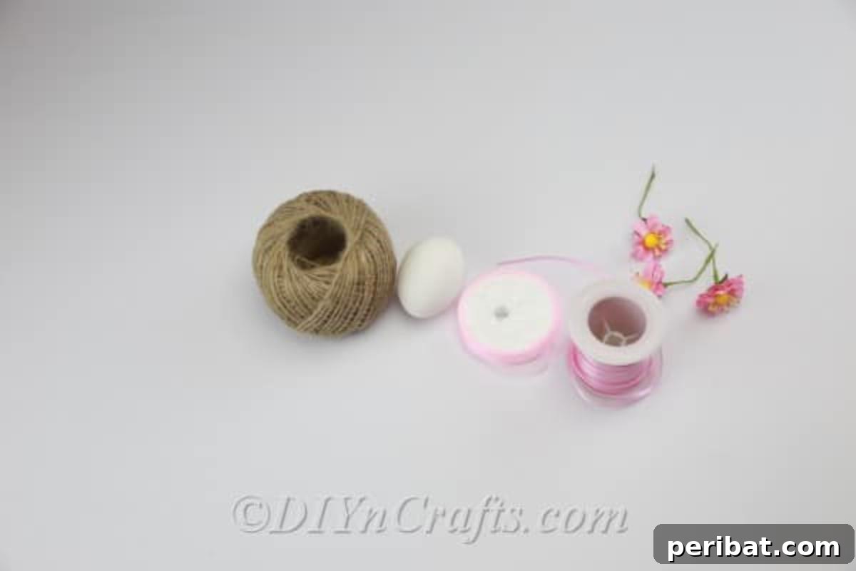Farmhouse Style Twine Easter Eggs 3 Project materials.