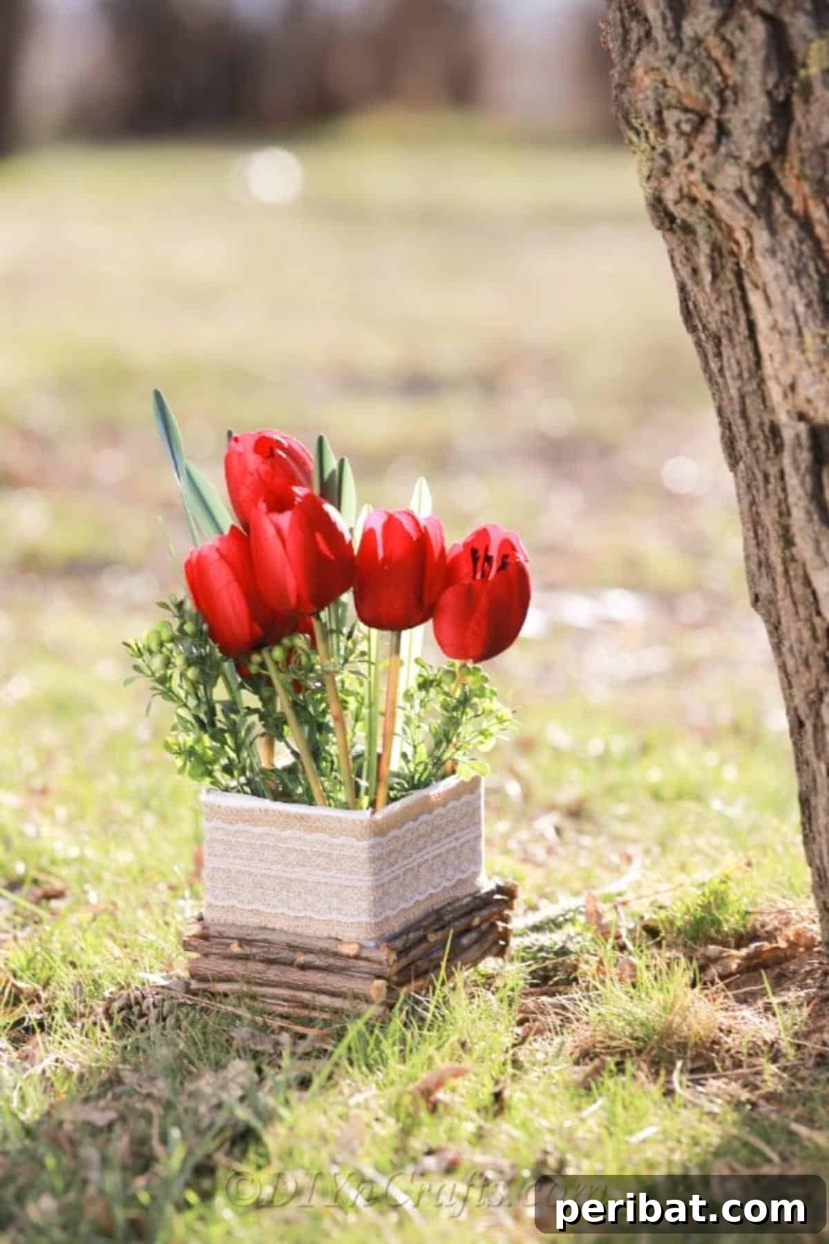 Create Beautiful Rustic Floral Displays for Easter 15 A beautifully finished Easter or spring flower decor box, showcasing the rustic and floral elements.
