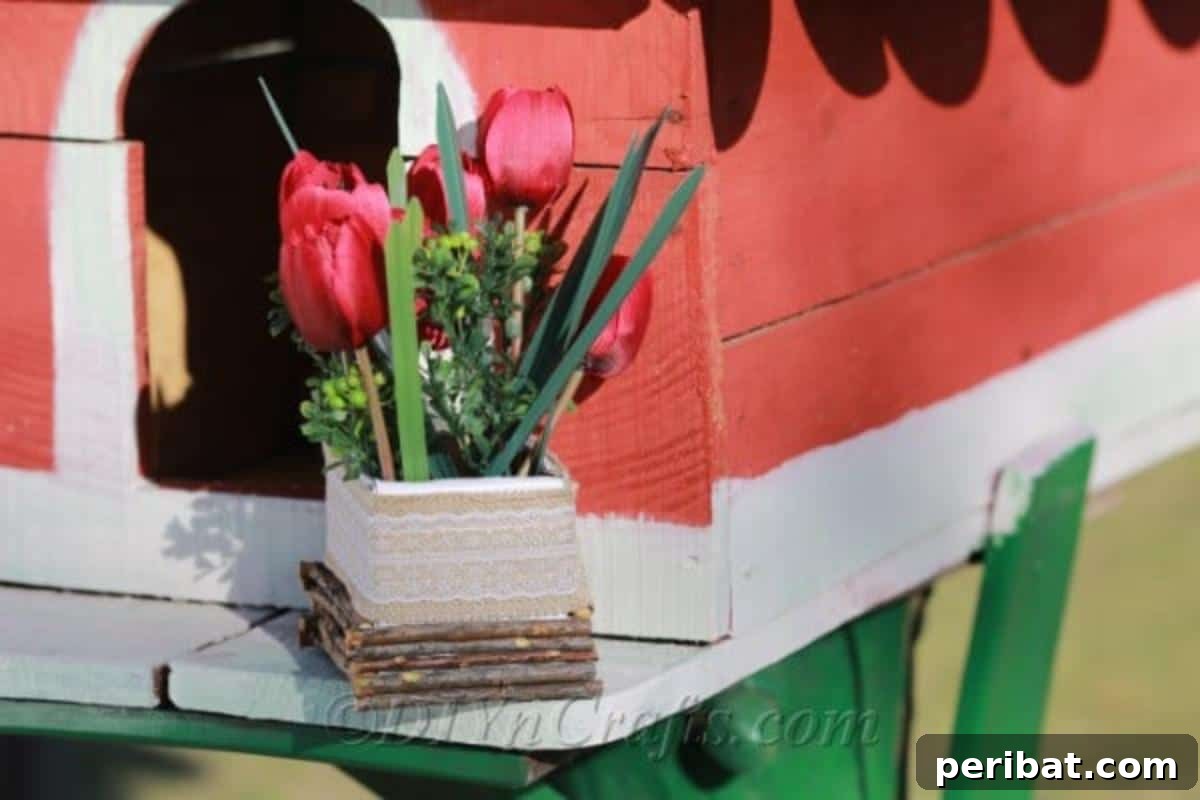 Create Beautiful Rustic Floral Displays for Easter 16 Another view of the completed Easter floral decor box, perfect for display.