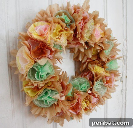 Fun Cupcake Liner Easter Wreath Cupcake Liner Wreath - 40 Creative DIY Easter Wreath Ideas to Beautify Your Home