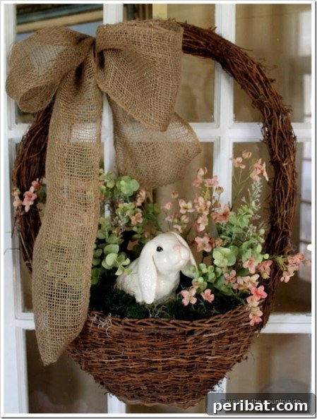 Adorable Bunny Basket Easter Wreath Bunny Basket Wreath - 40 Creative DIY Easter Wreath Ideas to Beautify Your Home
