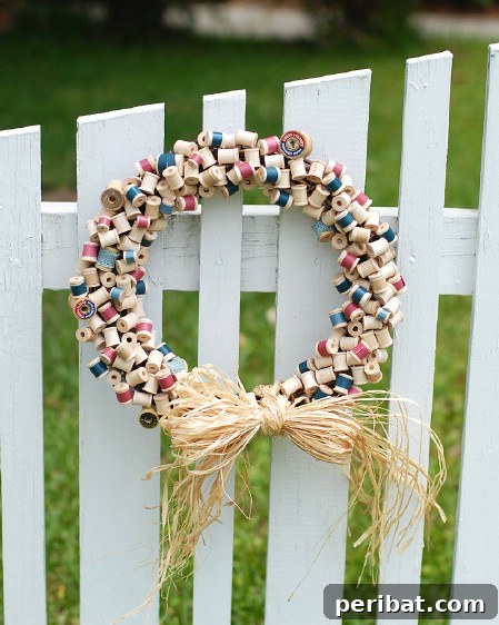 DIY Spools of Thread Wreath for Spring Spools of Thread Wreath - 40 Creative DIY Easter Wreath Ideas to Beautify Your Home