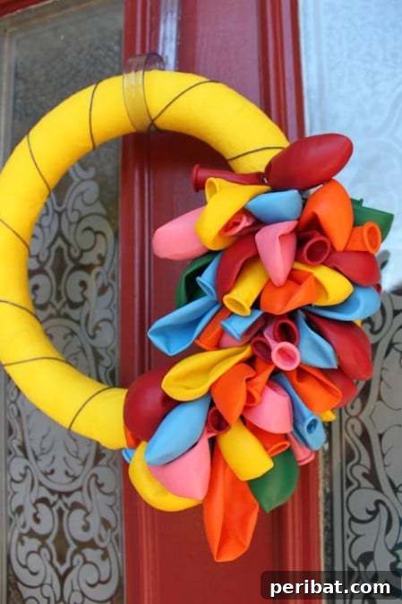 Fun DIY Colorful Balloon Wreath Colorful Balloon Wreath - 40 Creative DIY Easter Wreath Ideas to Beautify Your Home