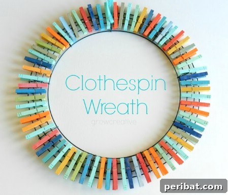 Colorful Clothespin Easter Wreath Clothespin Wreath - 40 Creative DIY Easter Wreath Ideas to Beautify Your Home