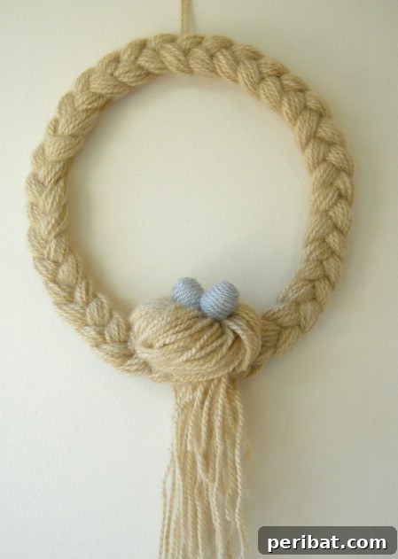 Handmade Braid and Bun Yarn Wreath Braid and Bun Yarn Wreath - 40 Creative DIY Easter Wreath Ideas to Beautify Your Home