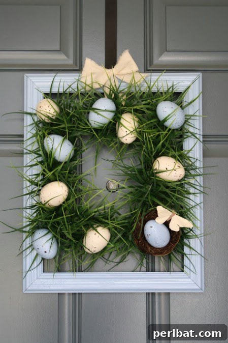 Unique Square Grass Wreath for Easter Square Grass Wreath - 40 Creative DIY Easter Wreath Ideas to Beautify Your Home