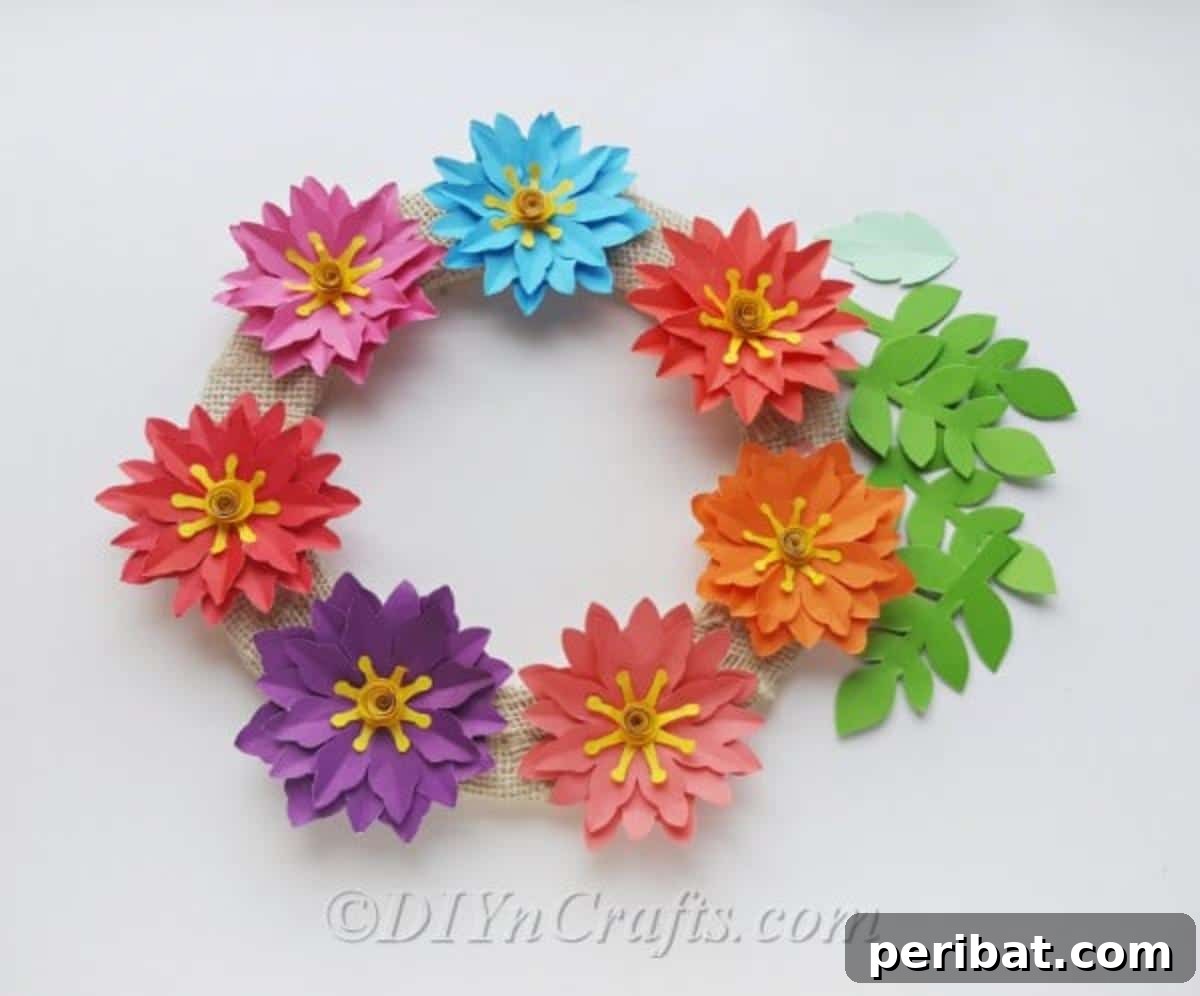 Add leaves and other cutouts to give your wreath more color and depth