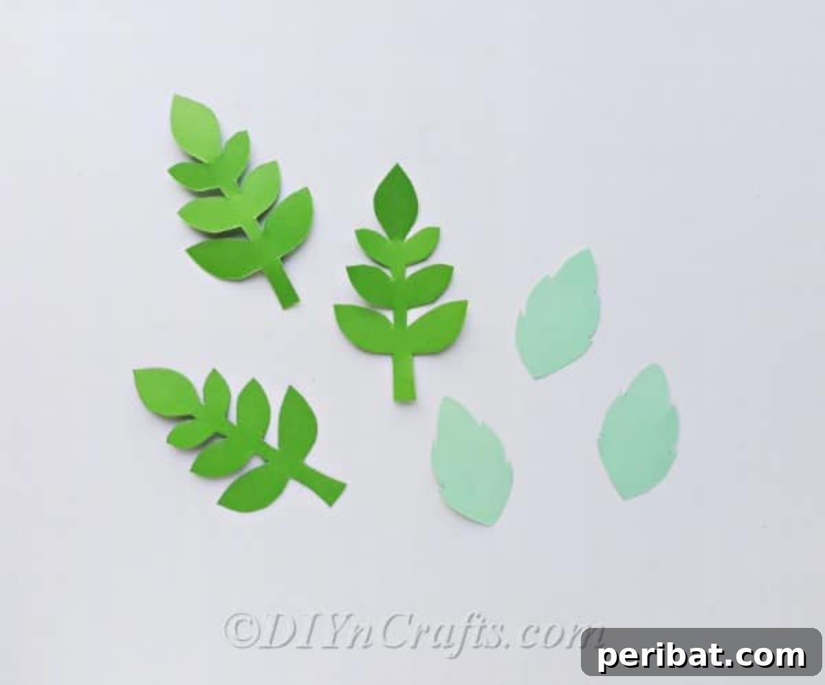 Print off the template to trace spring flowers and leaves on craft paper