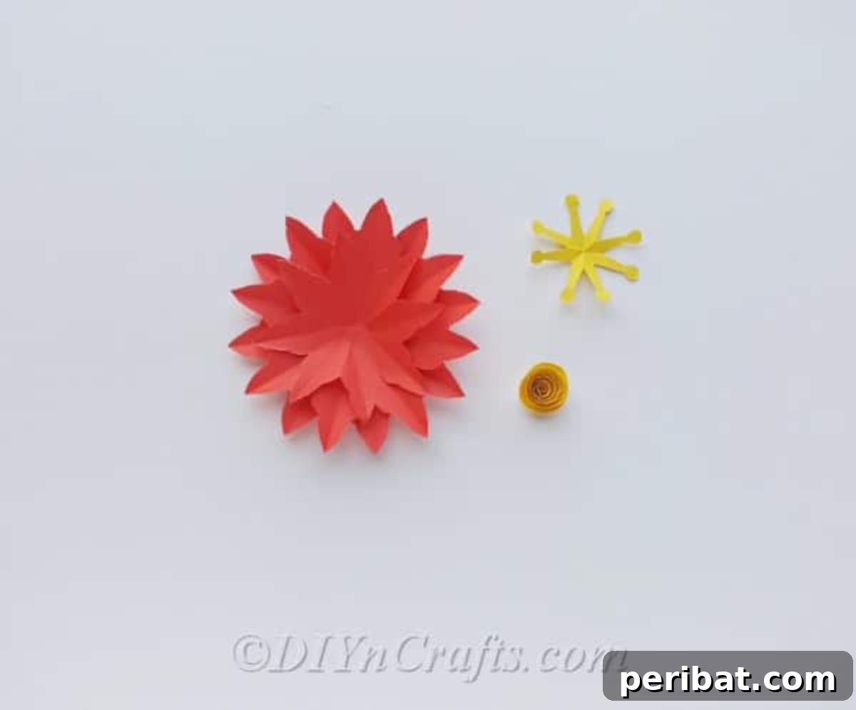 Assemble flowers by layering petals in your chosen design