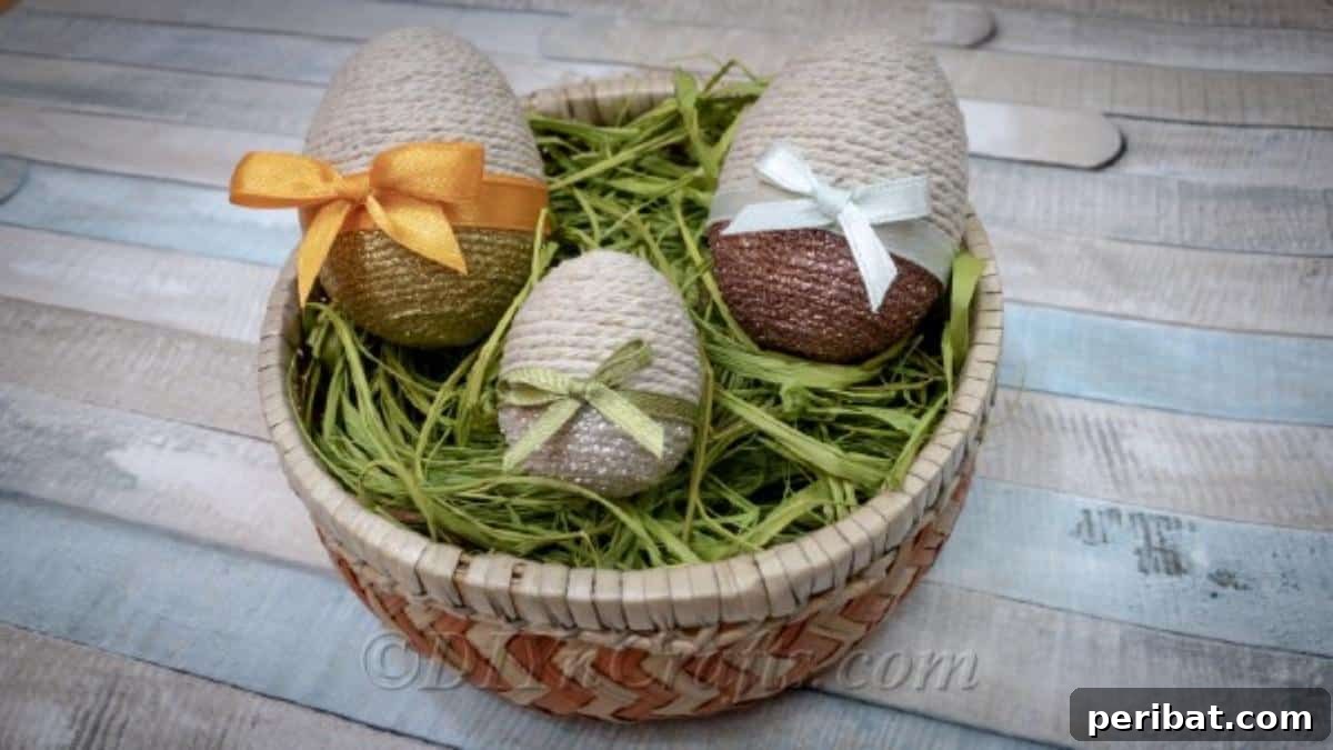 Handcrafted Rustic Glam Easter Eggs 2 Beautifully crafted rustic glitter Easter eggs displayed together