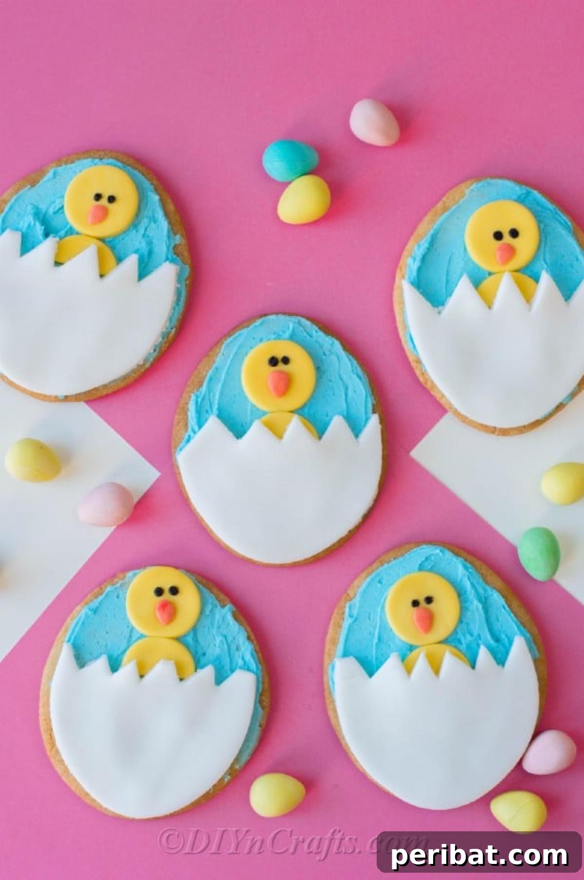 Adorable fondant covered chick in egg cookies for Easter!