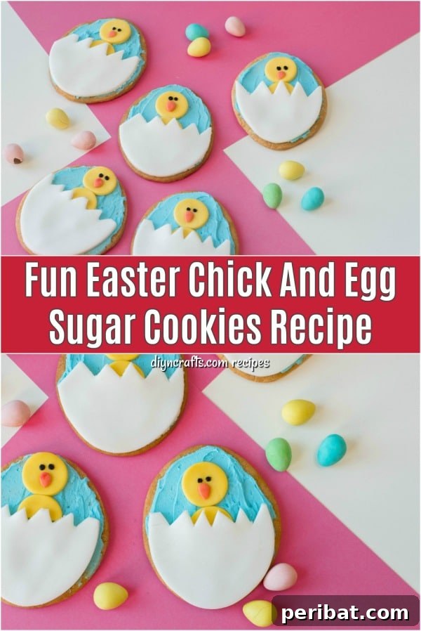 A festive Easter chick cookie with a fondant egg shell design