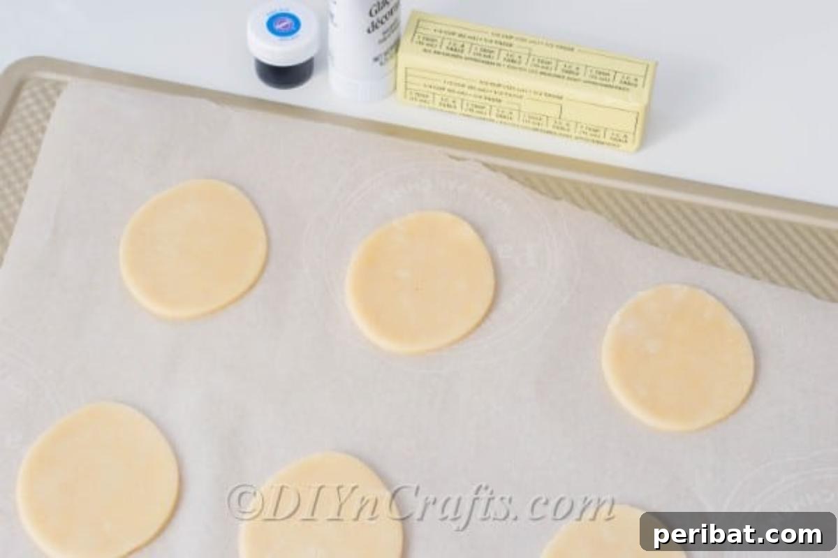Sugar cookies rolled out and ready to bake 
