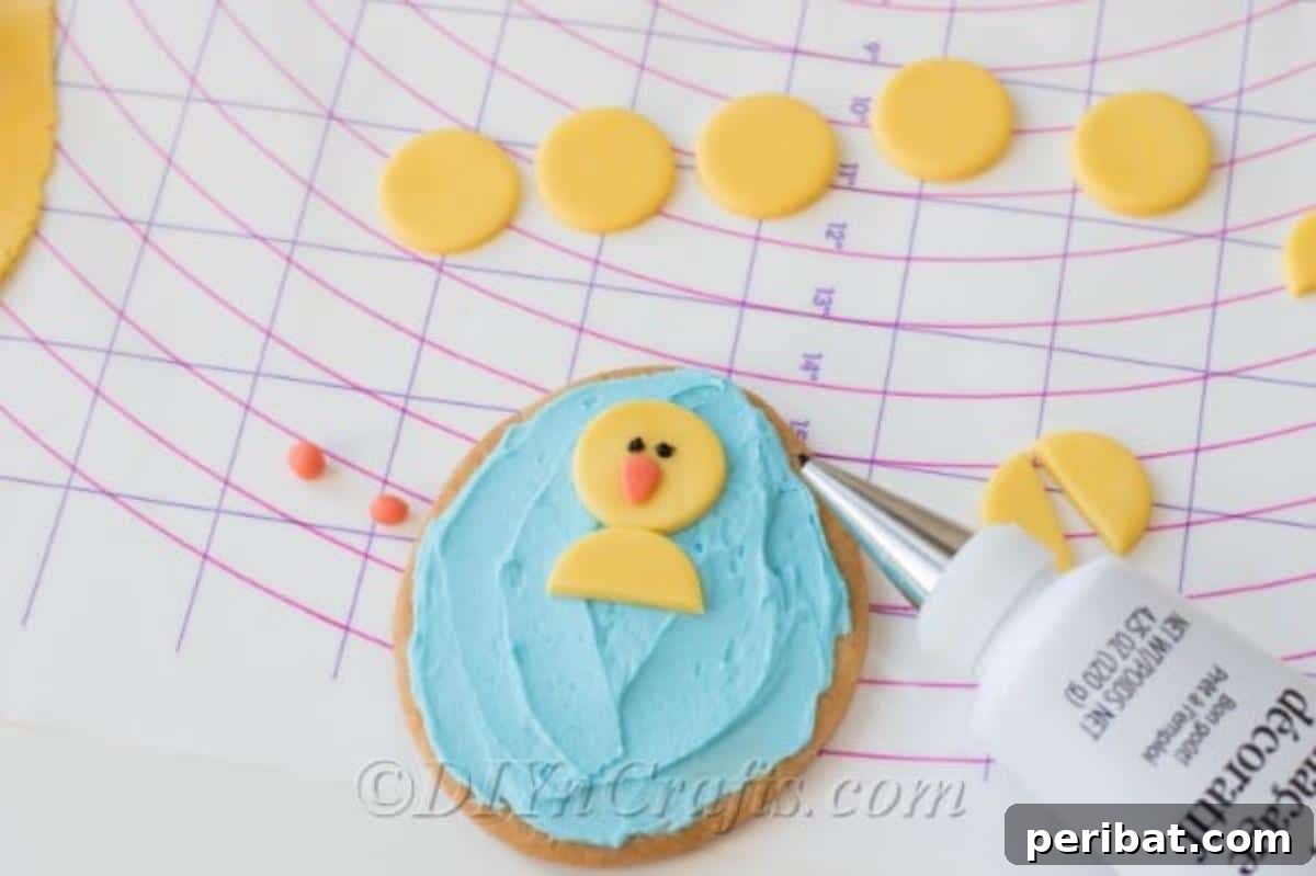 Yellow fondant is used to create chicks