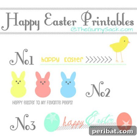 Collection of 'Happy Easter' printables with characters