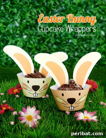 Printable Easter bunny cupcake wrappers
