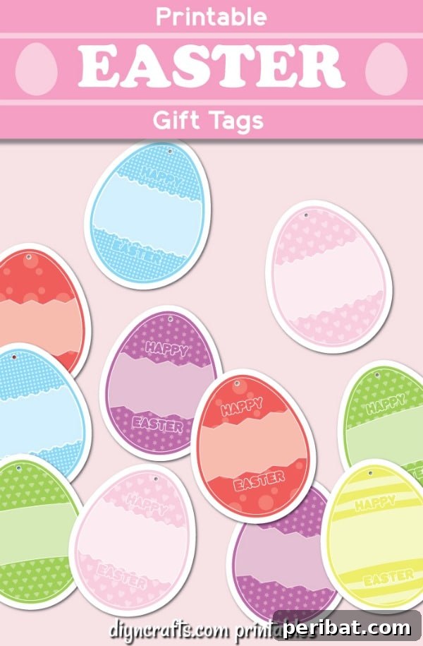 Colorful printable Easter egg gift tags