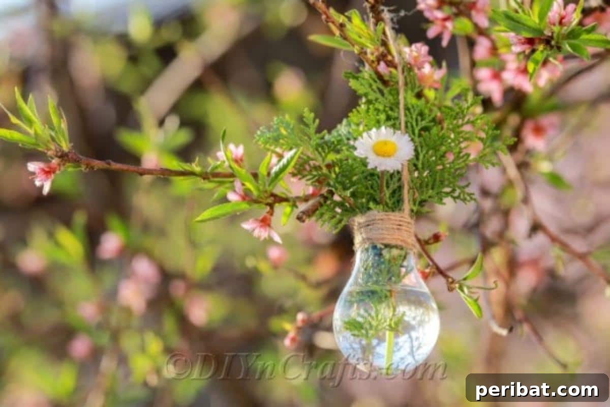 DIY Lightbulb Planter Perfect for Spring 3 Lightbulb planter hanging from a tree