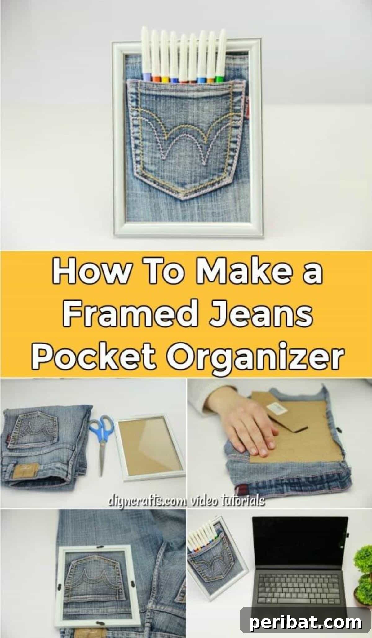 Creative Framed Jeans Pocket Organizer on a desk