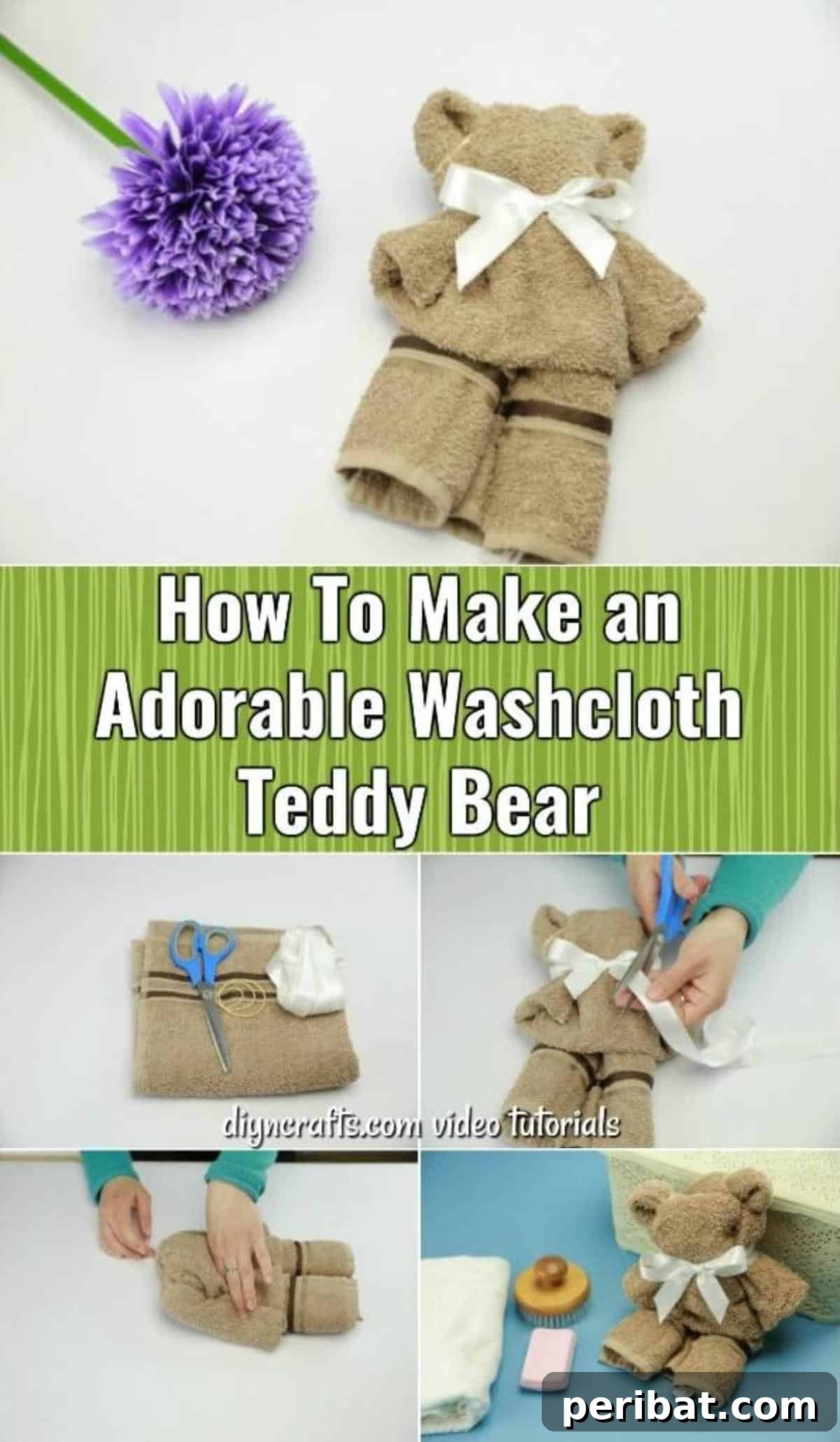 Craft a Cuddly Washcloth Bear 2 How to Make an Adorable Washcloth Teddy Bear, perfect for a DIY baby shower gift