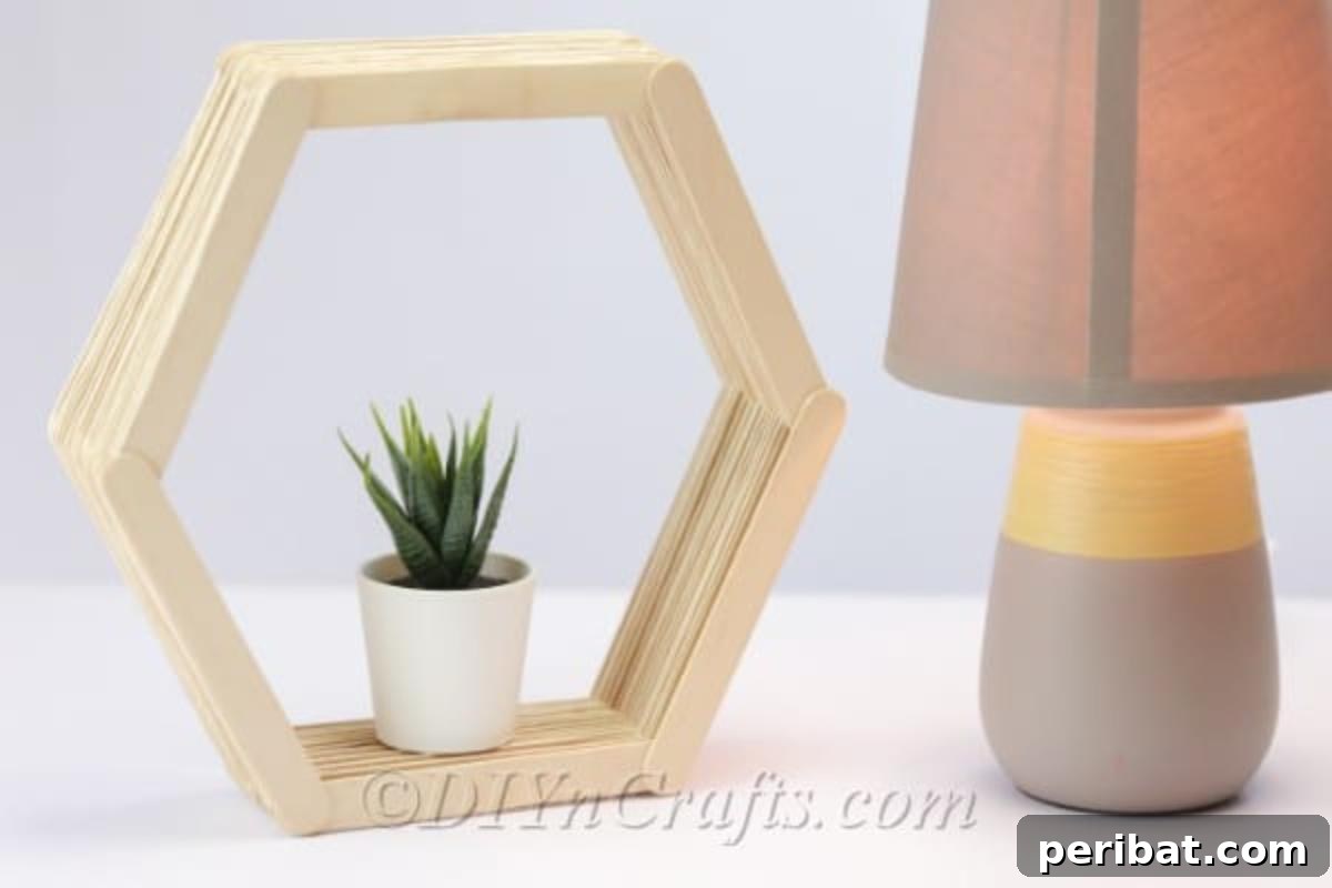 Hexagon shelf made from popsicles