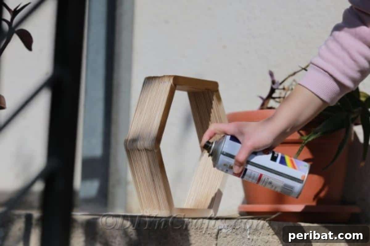 Staining or painting finished popsicle stick shelf 