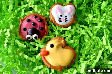 Delightful Easter Treats Made Easy 24 Cute Easter Pretzels decorated as bunnies, ducks, and ladybugs