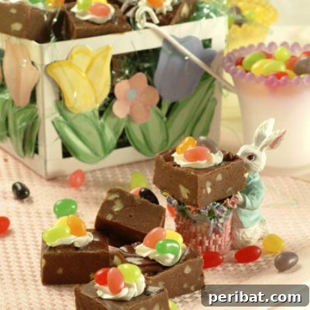 Delightful Easter Treats Made Easy 55 Festive Toll House Easter Basket Fudge, decorated with jelly beans