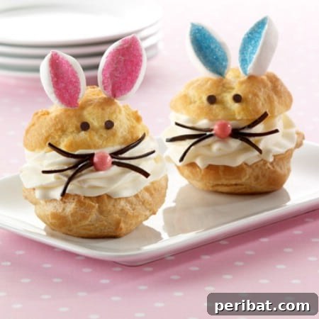 Delightful Easter Treats Made Easy 61 Adorable Bunny Cream Puffs filled with white chocolate pudding