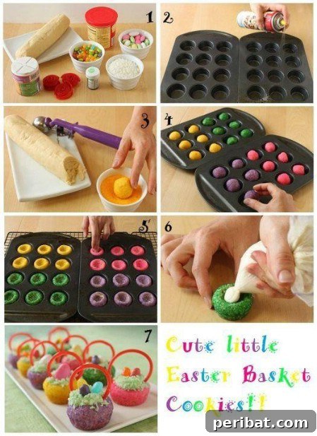 Delightful Easter Treats Made Easy 67 Colorful Easter Basket Cookies with green coconut and candies