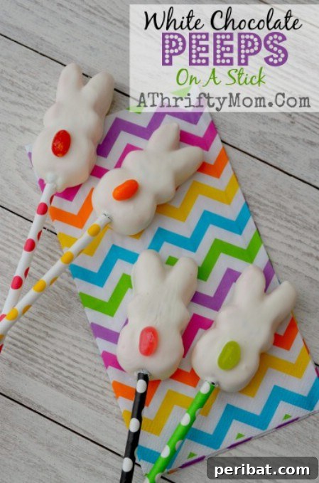 Delightful Easter Treats Made Easy 83 Sweet White Chocolate Peep Pops on a stick, decorated for Easter