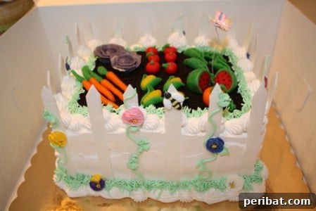 Delightful Easter Treats Made Easy 97 Beautiful Spring Garden Cake, decorated with edible marzipan vegetables
